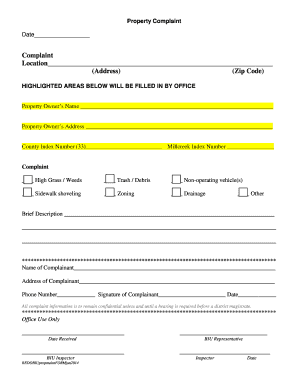 Property Complaint Form