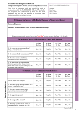 Form for Diagnosis of Death Using Neurological Criteria