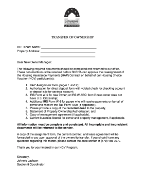 HAP Contract Assignment Form