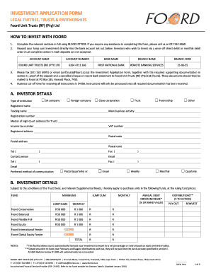 Foord Unit Trust Investment Application Form