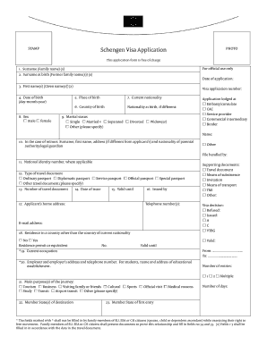 Schengen Visa Application Form