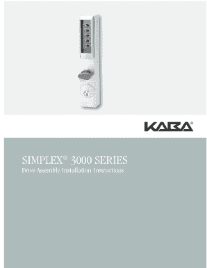 Fillable Online Simplex 3000 Drive Assembly Installation Instructions ...