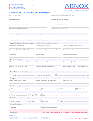 Lubrication Equipment Checklist
