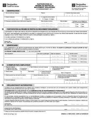 Formulaire de participation au régime de rentes du Mouvement Desjardins