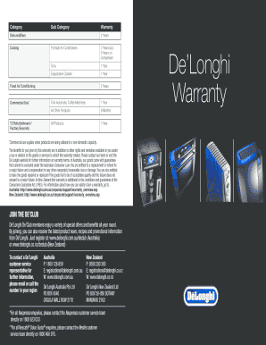 De'Longhi Product Registration Form