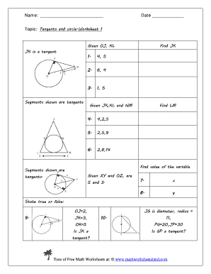 Tangents To Circles Worksheet Pdf Answers - Fill Online, Printable ...