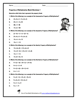 Medical math worksheets with answers - Properties of Multiplication Match Worksheet 1 - Math Worksheets