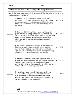 Multiplication Rule Of Probability Matching Worksheet Answer Key - Fill and  Sign Printable Template Online