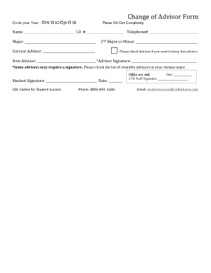 Change of Advisor Form