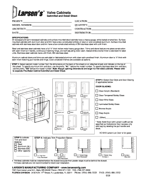 Valve Cabinets Submittal and Detail Sheet