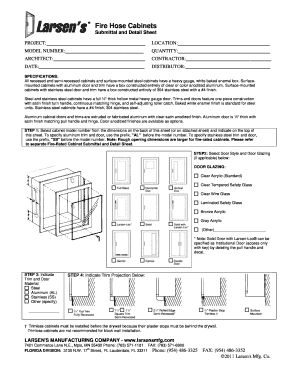Fire Hose Cabinet Submittal and Detail Sheet