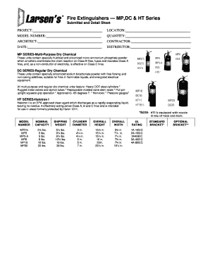 Fire Extinguisher Submittal and Detail Sheet