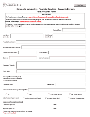 Concordia University Travel Voucher Form