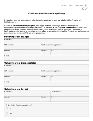 Confirmation/Clothing Allowance Application