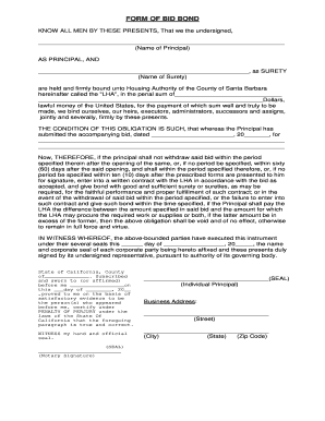 Form of Bid Bond