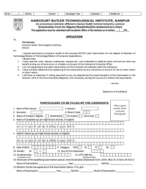 Harcourt Butler Technological Institute Examination Form