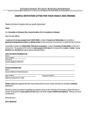 Sample Invitation Letter - ISSS - University of Connecticut - isss uconn