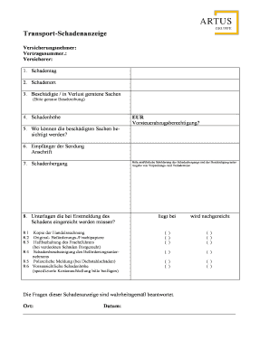 Transport-Schadenanzeige
