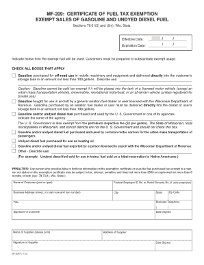 Wisconsin Fuel Tax Exemption Certificate