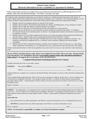 Volusia County Schools Student Electronic Information Services Acceptable Use Agreement