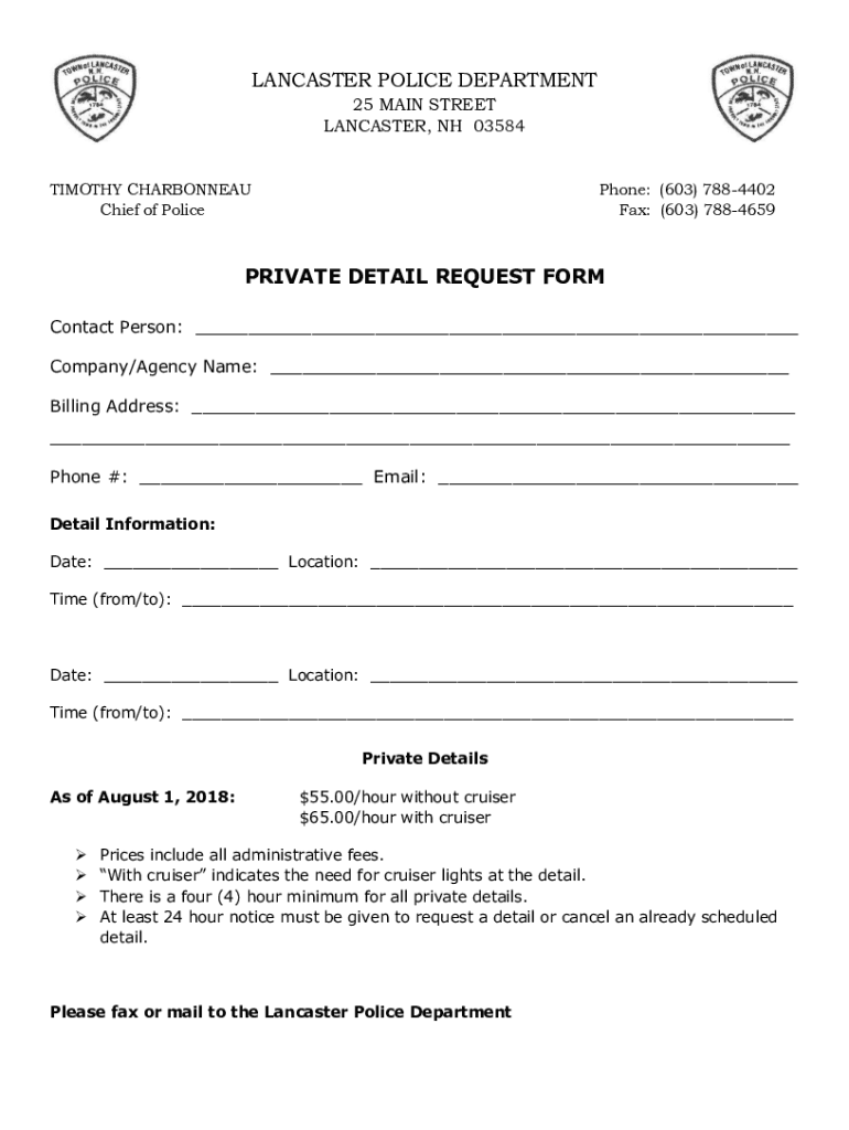 Fillable Online Police Department Town of Goffstown, NH Official