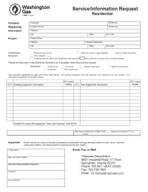 HVAC Equipment BTU Input Form
