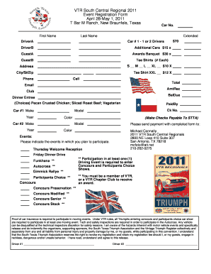 VTR South Central Regional 2011 Event Registration