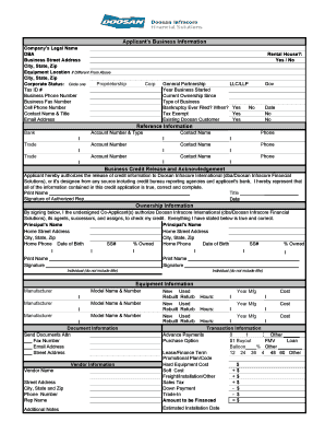 Doosan Financial Universal Credit Application - Equipment East