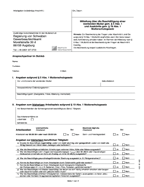 Mitteilung über die Beschäftigung einer werdenden Mutter