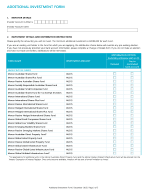 Additional Investment Form