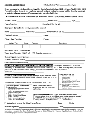 Seizure Action Plan