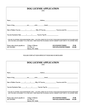 Dog License Application