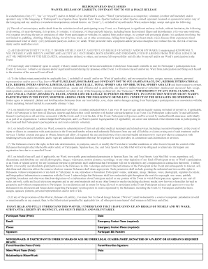 Reebok Spartan Race Waiver and Release Form