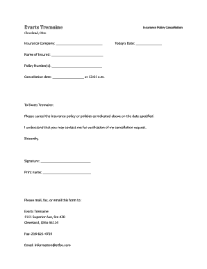 Evarts Tremaine Insurance Policy Cancellation