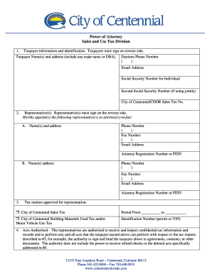 Power of Attorney for Centennial Sales Tax