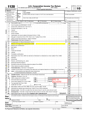 US Corporation Income Tax Return Form 1120