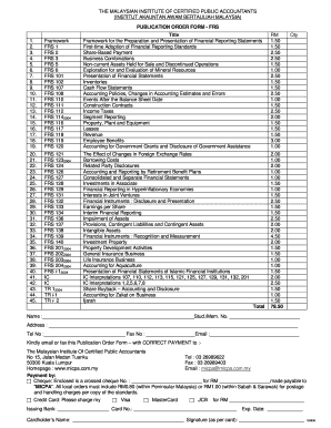 Publication Order Form for Financial Reporting Standards