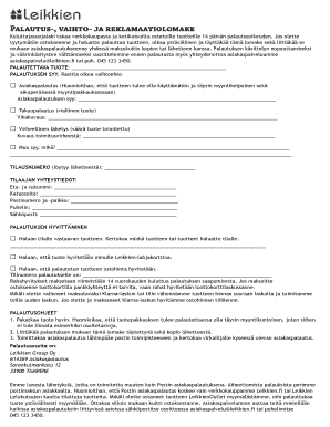 Return and Exchange Form