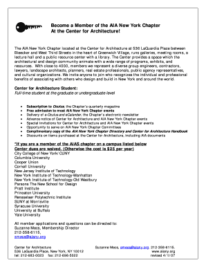 Center for Architecture Student Membership Application