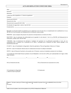 Acta de Replanteo e Inicio de Obra