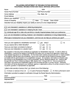 Oklahoma Vocational Rehabilitation Application