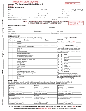 Annual BSA Health and Medical Record