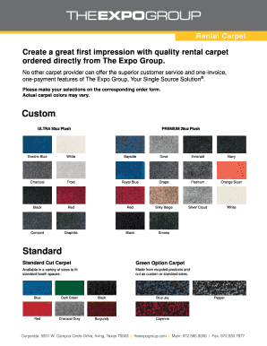 Expo Group Carpet Rental Order Form