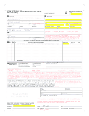 UPS Freight Straight Bill of Lading