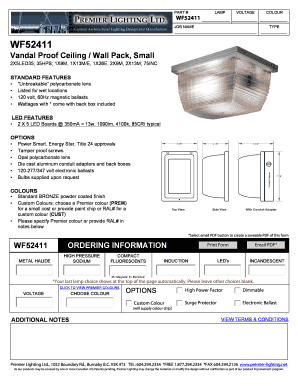 Vandal Proof Ceiling/Wall Pack Order Form