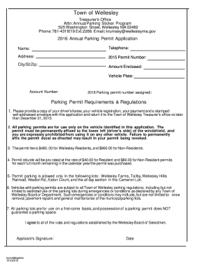 2016 Annual Parking Permit Application