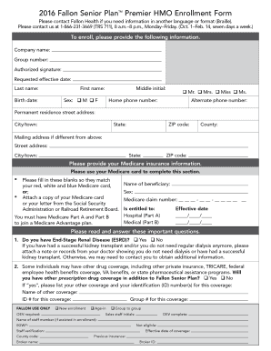 Fallon Senior Plan Medicare Advantage Enrollment Form