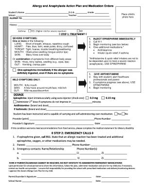 Allergy and Anaphylaxis Action Plan