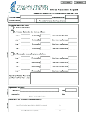 Invoice Adjustment Request Form