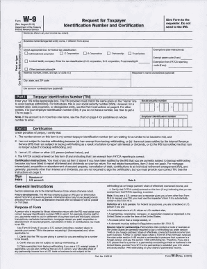 Form W-9 Request for Taxpayer Identification Number and Certification